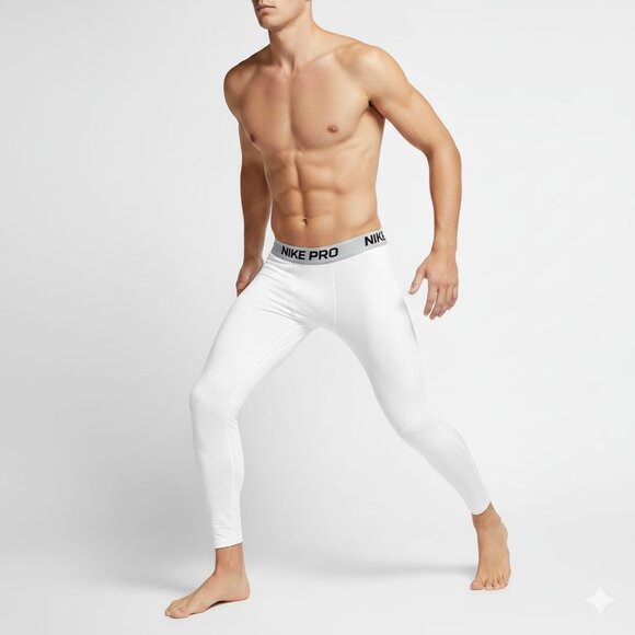 Nike Pro Men’s Training Gym Tights Leggings Style (Large) White 929711-100 - Picture 1 of 9